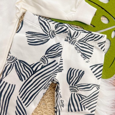 Conj. Casaco de Moletom Born to War Bows e Calça Legging - Off White e Preto